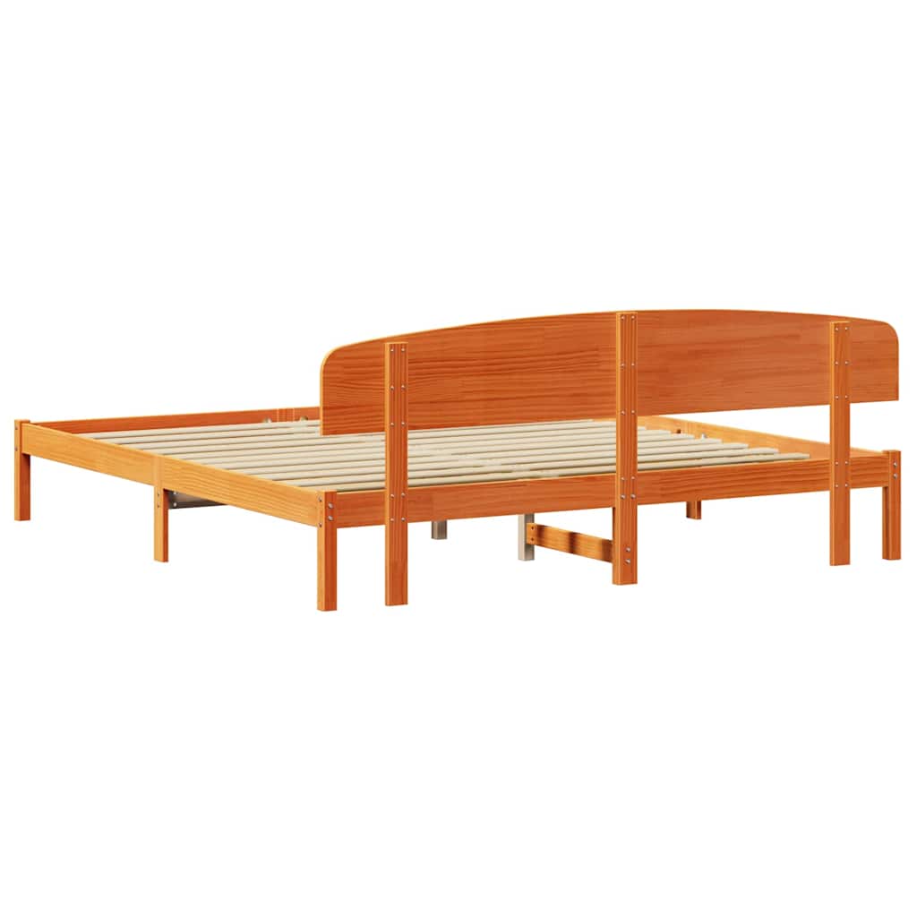 Bettrahmen Wachsbraun 180 x 200 cm Massives Kiefernholz