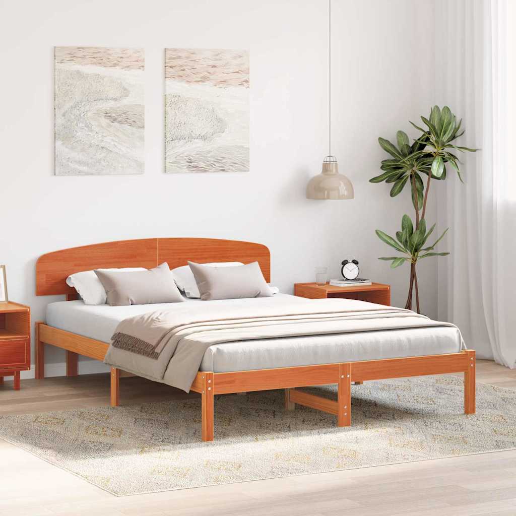 Bettrahmen Wachsbraun 160 x 200 cm Massives Kiefernholz