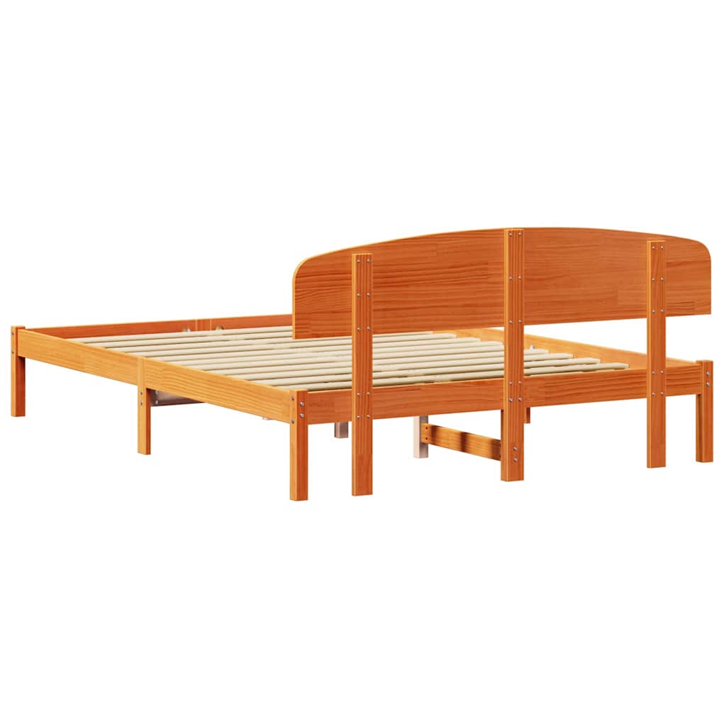 Bettrahmen Wachsbraun 160 x 200 cm Massives Kiefernholz