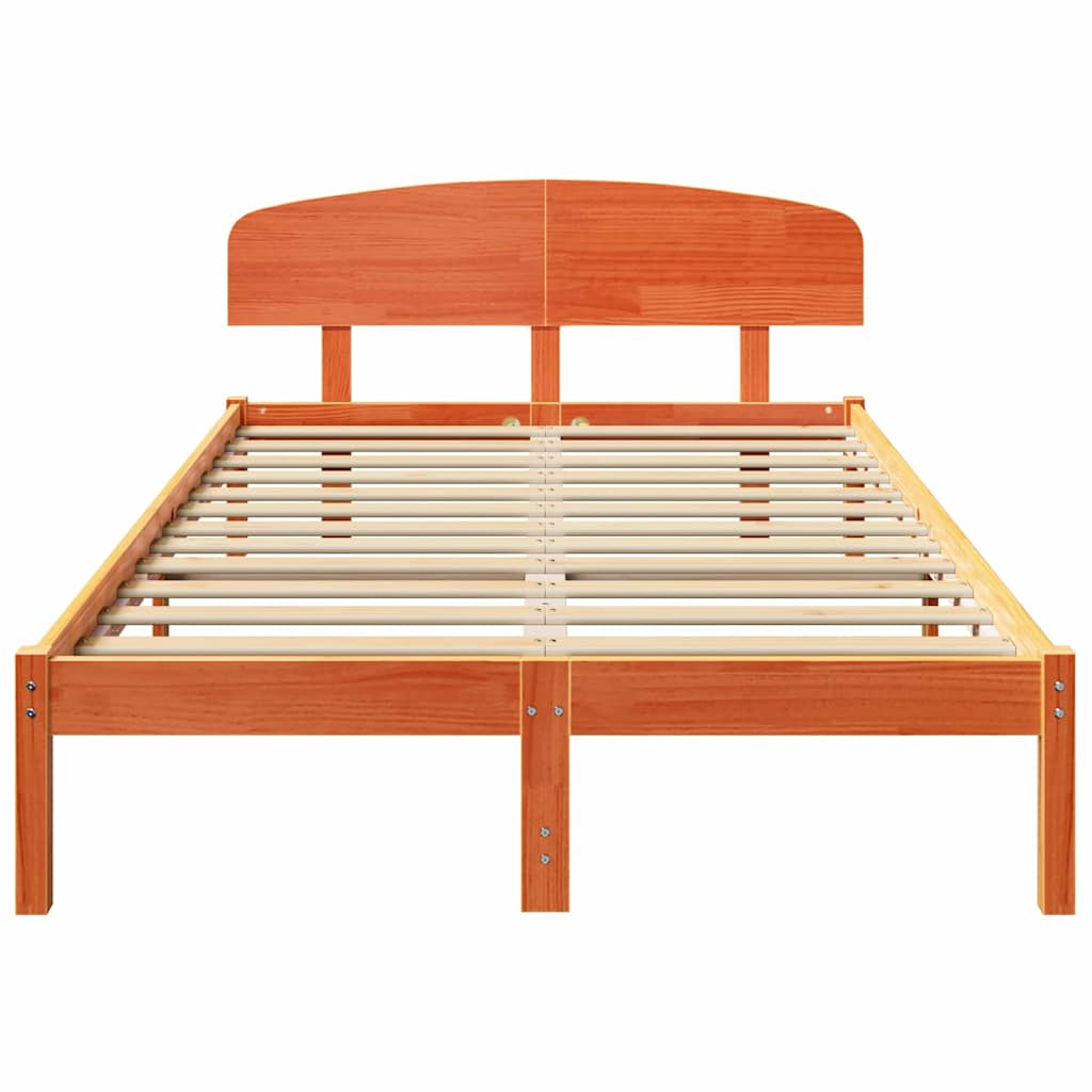 Bettrahmen Wachsbraun 140 x 190 cm Massives Kiefernholz