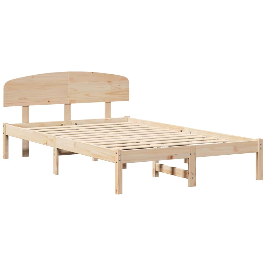 Bettrahmen mit Kopfteil Natur 135 x 190 cm Massives Kiefernholz