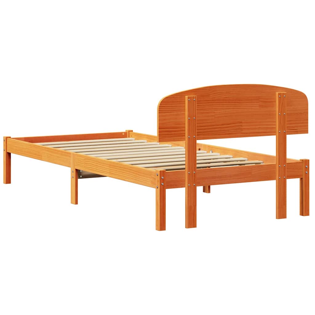 Bettrahmen Wachsbraun 90 x 200 cm Massives Kiefernholz