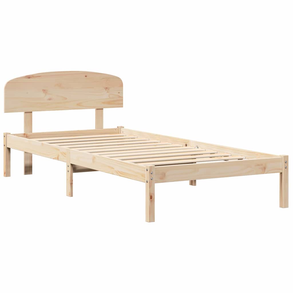 Bettrahmen mit Kopfteil Natur 75 x 190 cm Massives Kiefernholz