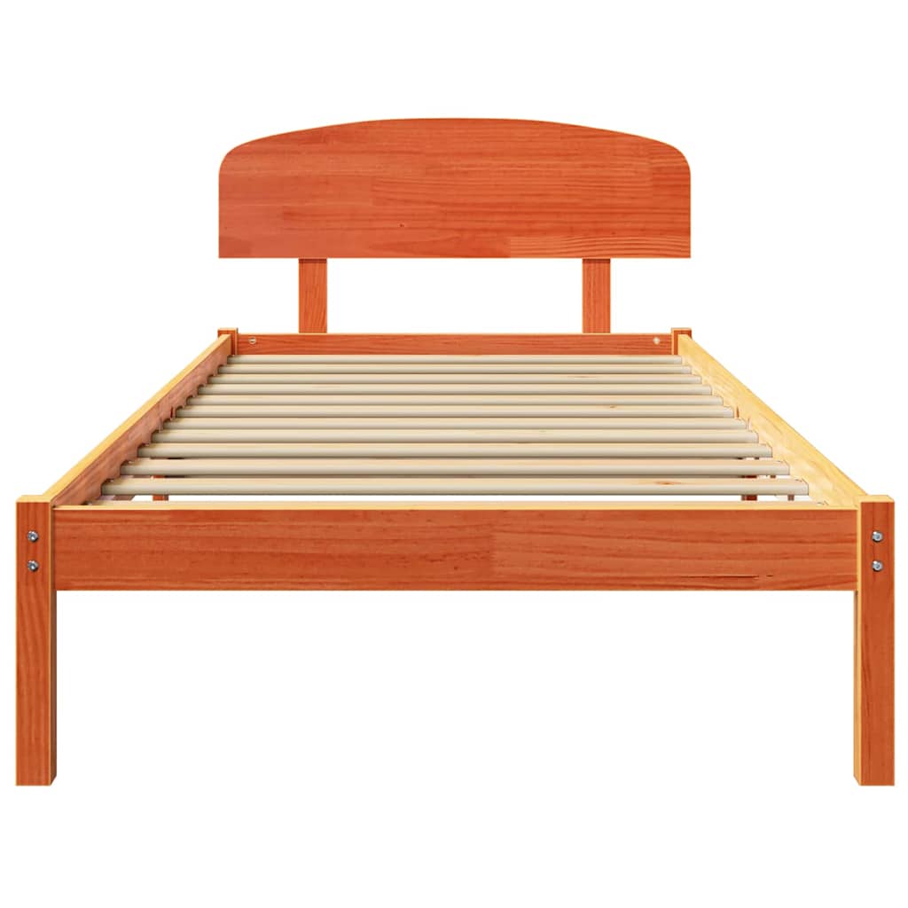 Bettrahmen Wachsbraun 75 x 190 cm Massives Kiefernholz