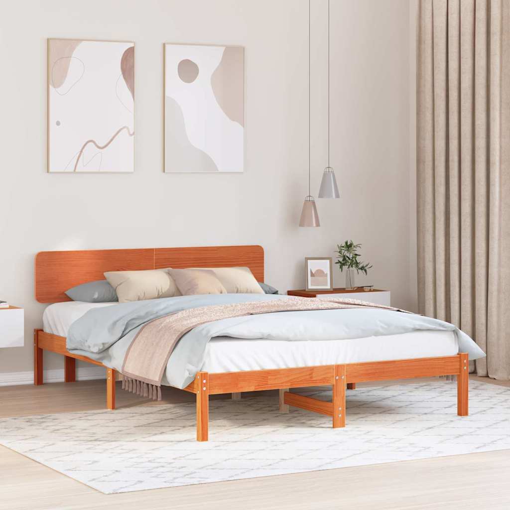 Bettrahmen Wachsbraun 200 x 200 cm Massives Kiefernholz