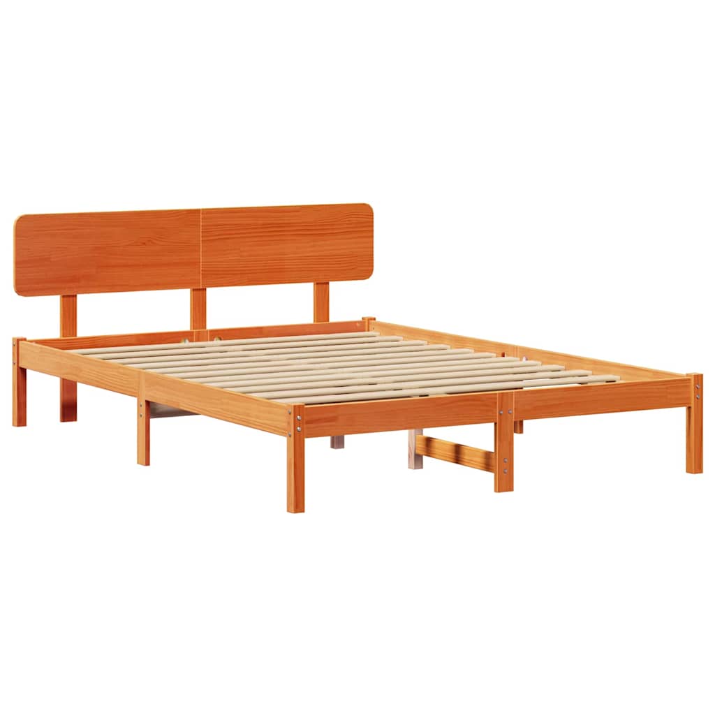 Bettrahmen Wachsbraun 200 x 200 cm Massives Kiefernholz