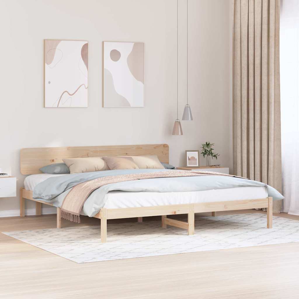 Bettrahmen mit Kopfteil Natur 180 x 200 cm Massives Kiefernholz
