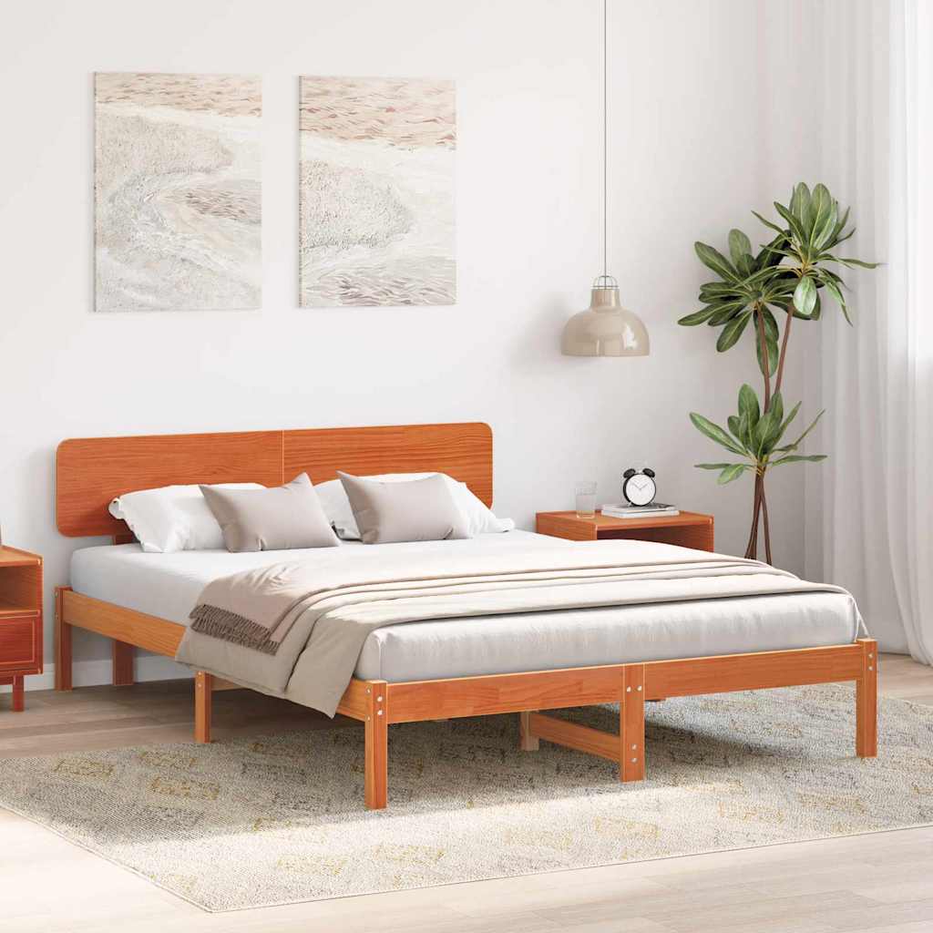 Bettrahmen Wachsbraun 160 x 200 cm Massives Kiefernholz