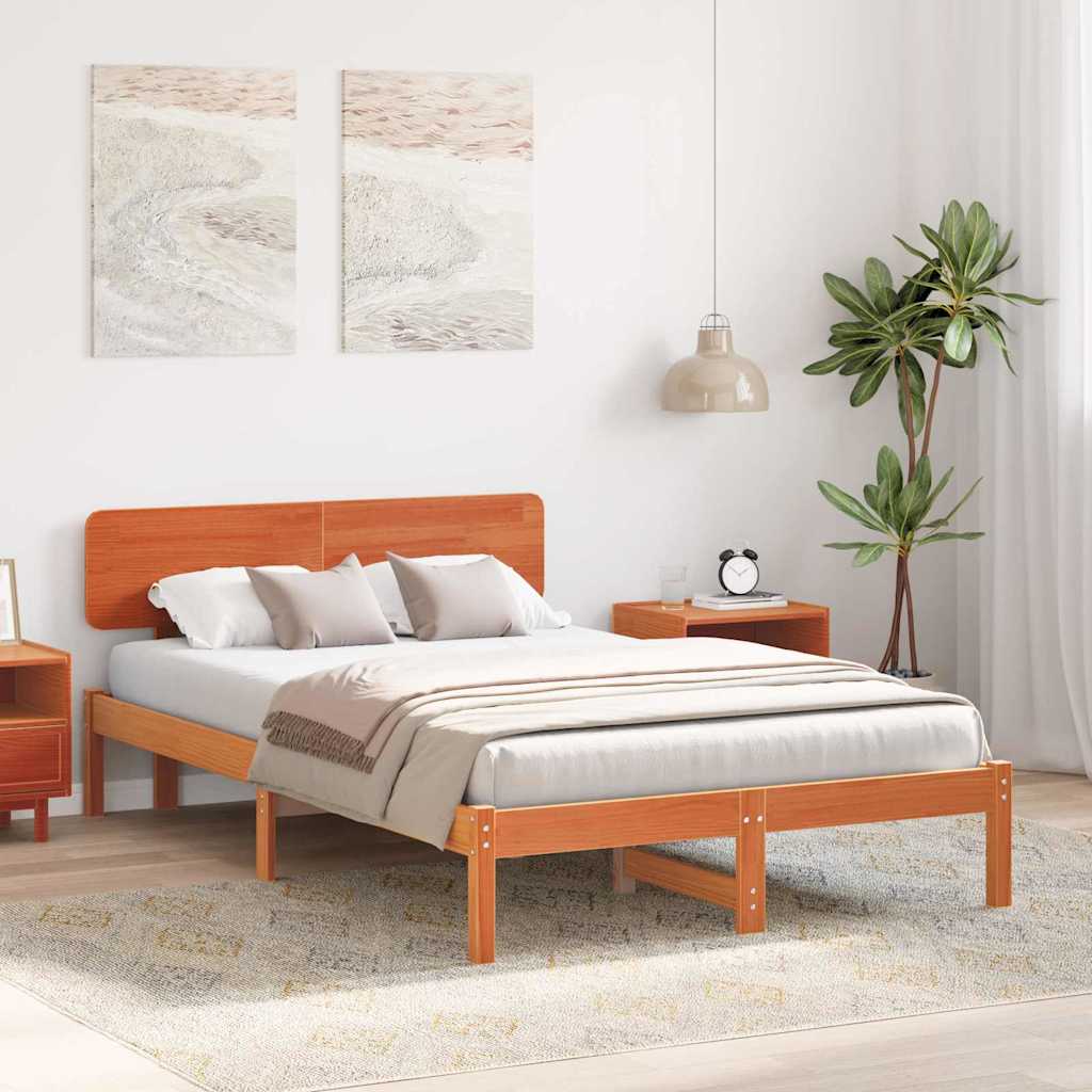 Bettrahmen Wachsbraun 140 x 190 cm Massives Kiefernholz