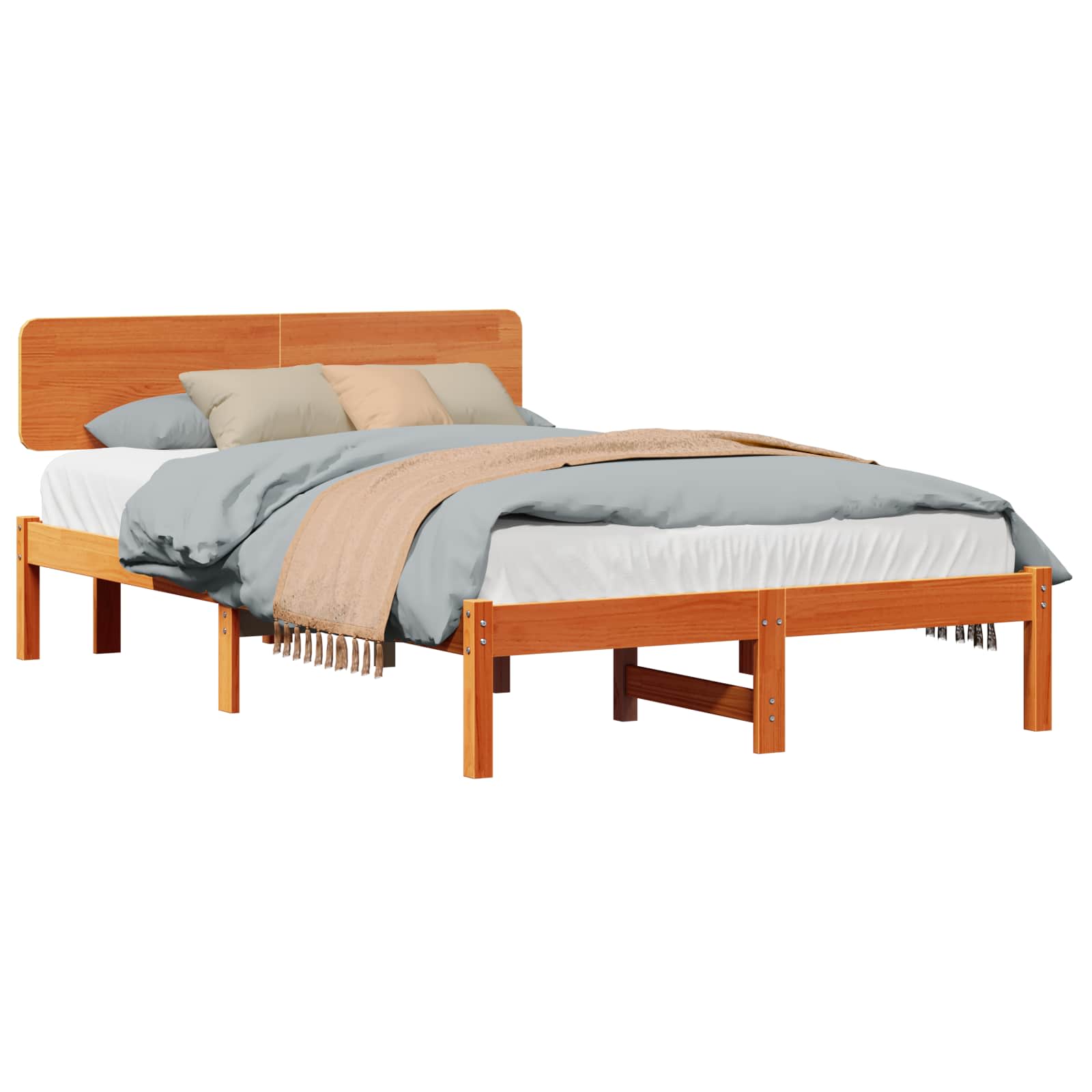 Bettrahmen Wachsbraun 120 x 190 cm Massives Kiefernholz