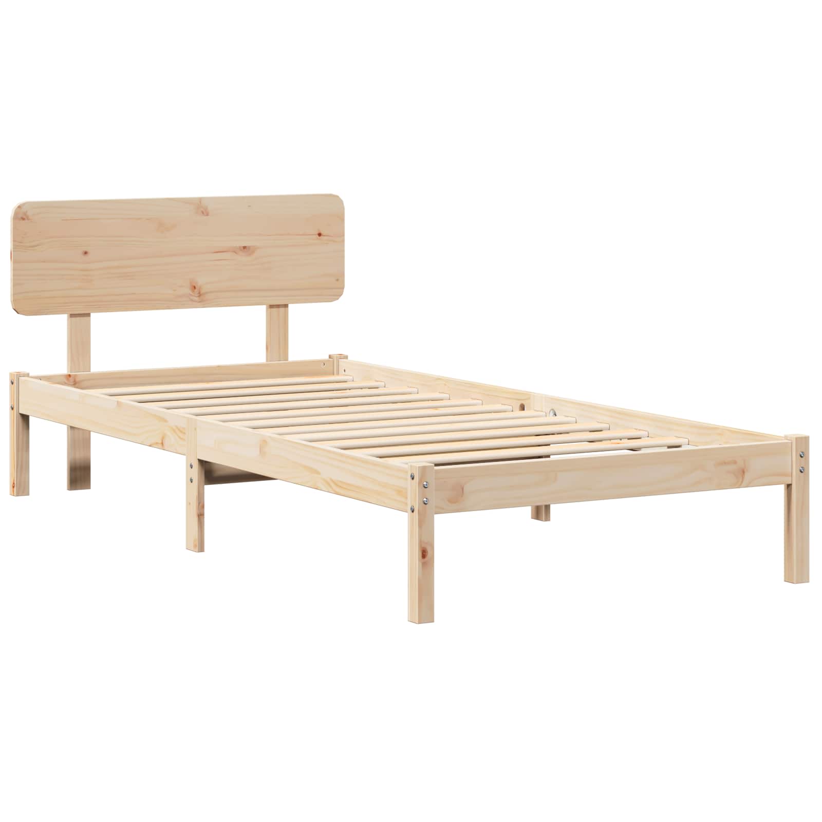 Bettrahmen mit Kopfteil Natur 100 x 200 cm Massives Kiefernholz