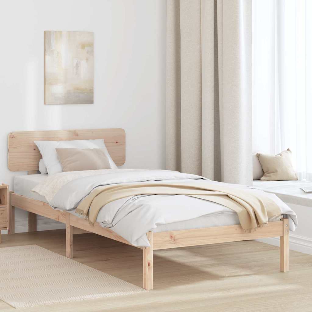 Bettrahmen mit Kopfteil Natur 90 x 200 cm Massives Kiefernholz