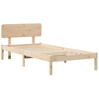 Bettrahmen mit Kopfteil Natur 90 x 200 cm Massives Kiefernholz