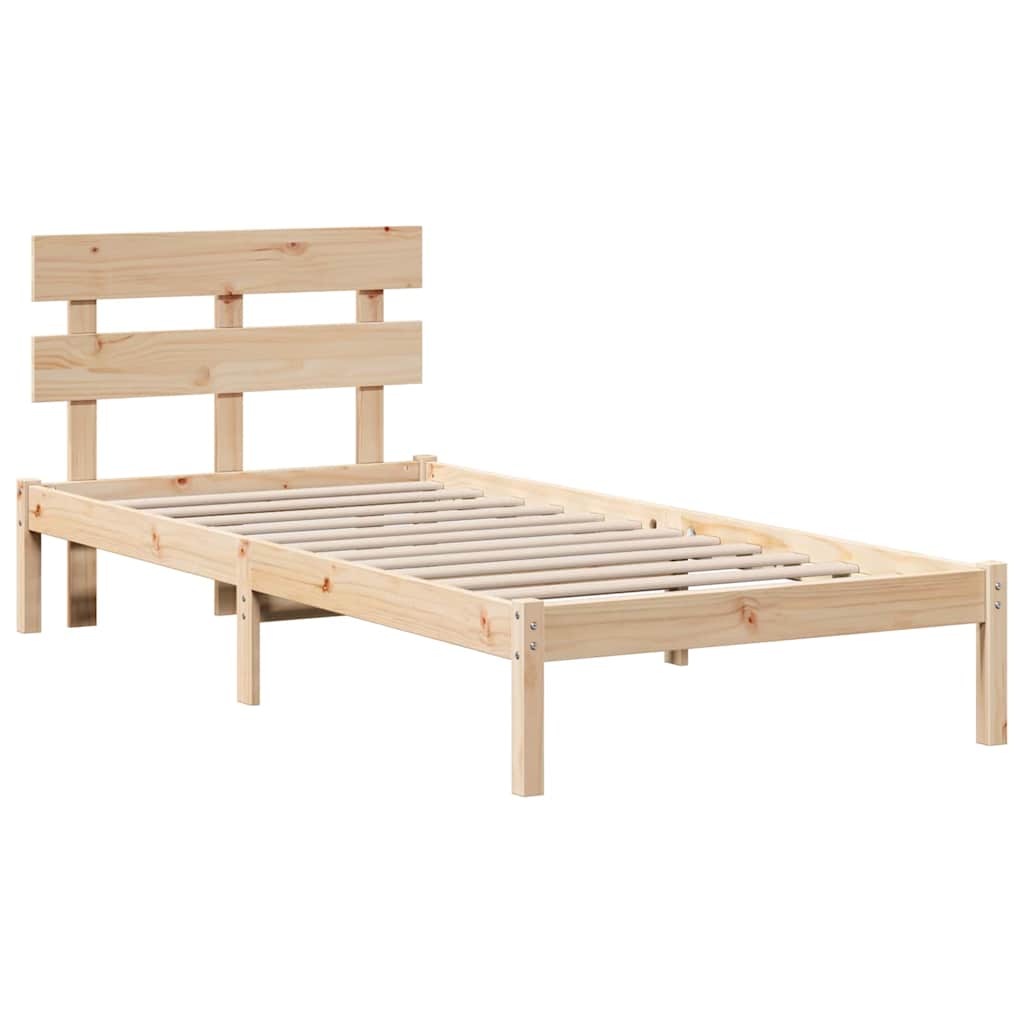 Bettgestell mit Kopfteil Braun 80 x 200 cm Massivholz Kiefer