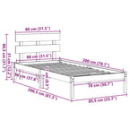 Bettgestell mit Kopfteil Braun 80 x 200 cm Massivholz Kiefer