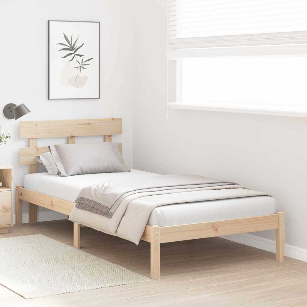 Bettgestell mit Kopfteil Braun 90 x 190 cm Massivholz Kiefer