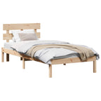 Bettgestell mit Kopfteil Braun 90 x 190 cm Massivholz Kiefer