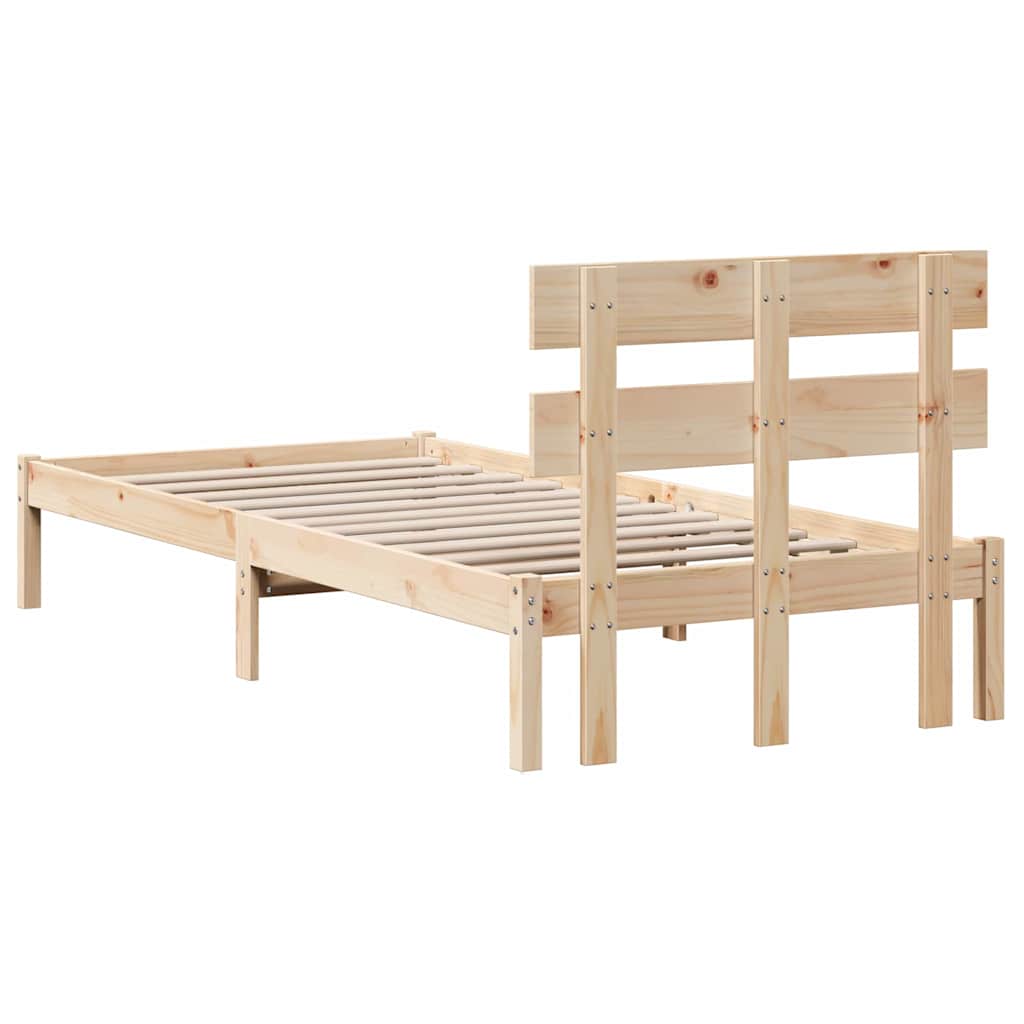 Bettgestell mit Kopfteil Braun 90 x 190 cm Massivholz Kiefer