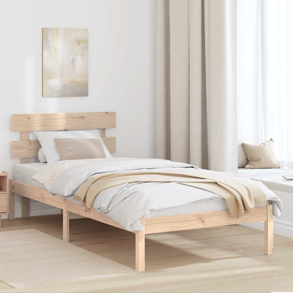 Bettgestell mit Kopfteil Braun 75 x 190 cm Massivholz Kiefer