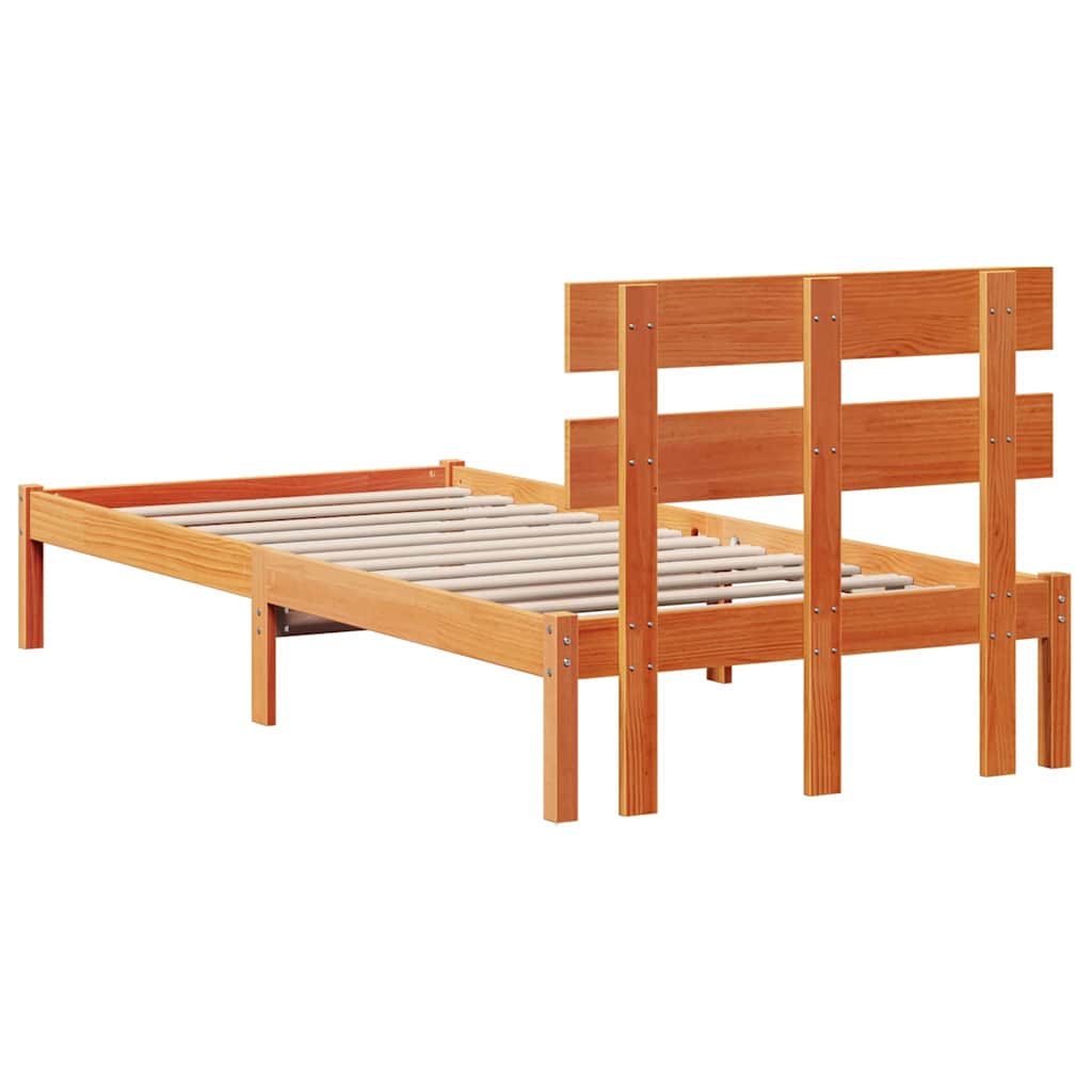 Bettgestell mit Kopfteil Braun 75 x 190 cm Massivholz Kiefer