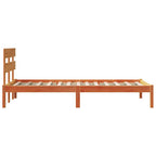 Bettgestell mit Kopfteil Braun 75 x 190 cm Massivholz Kiefer
