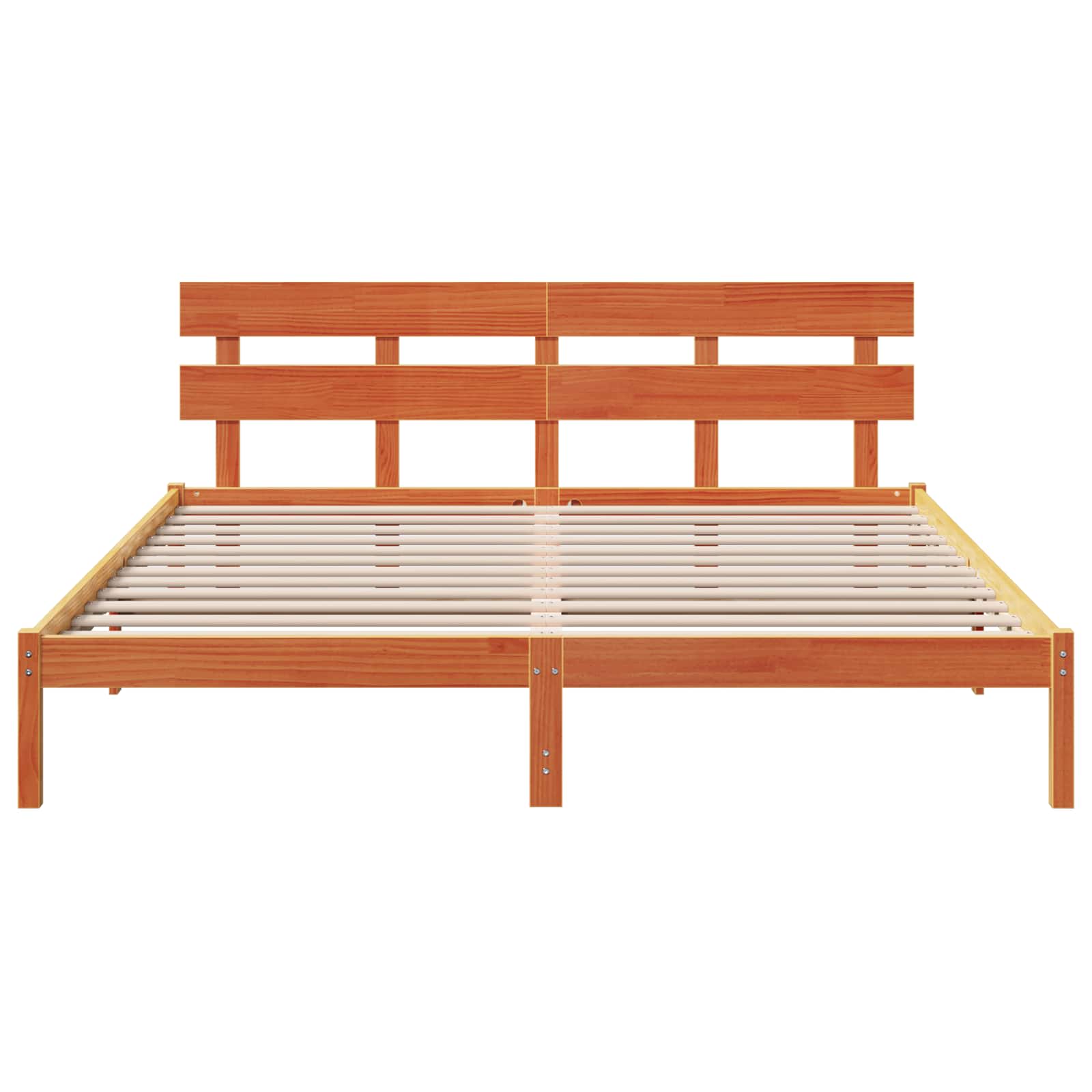 Bettgestell mit Kopfteil Braun 200 x 200 cm Massivholz Kiefer