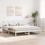 Bettgestell mit Kopfteil Weiß 180 x 200 cm Massivholz Kiefer