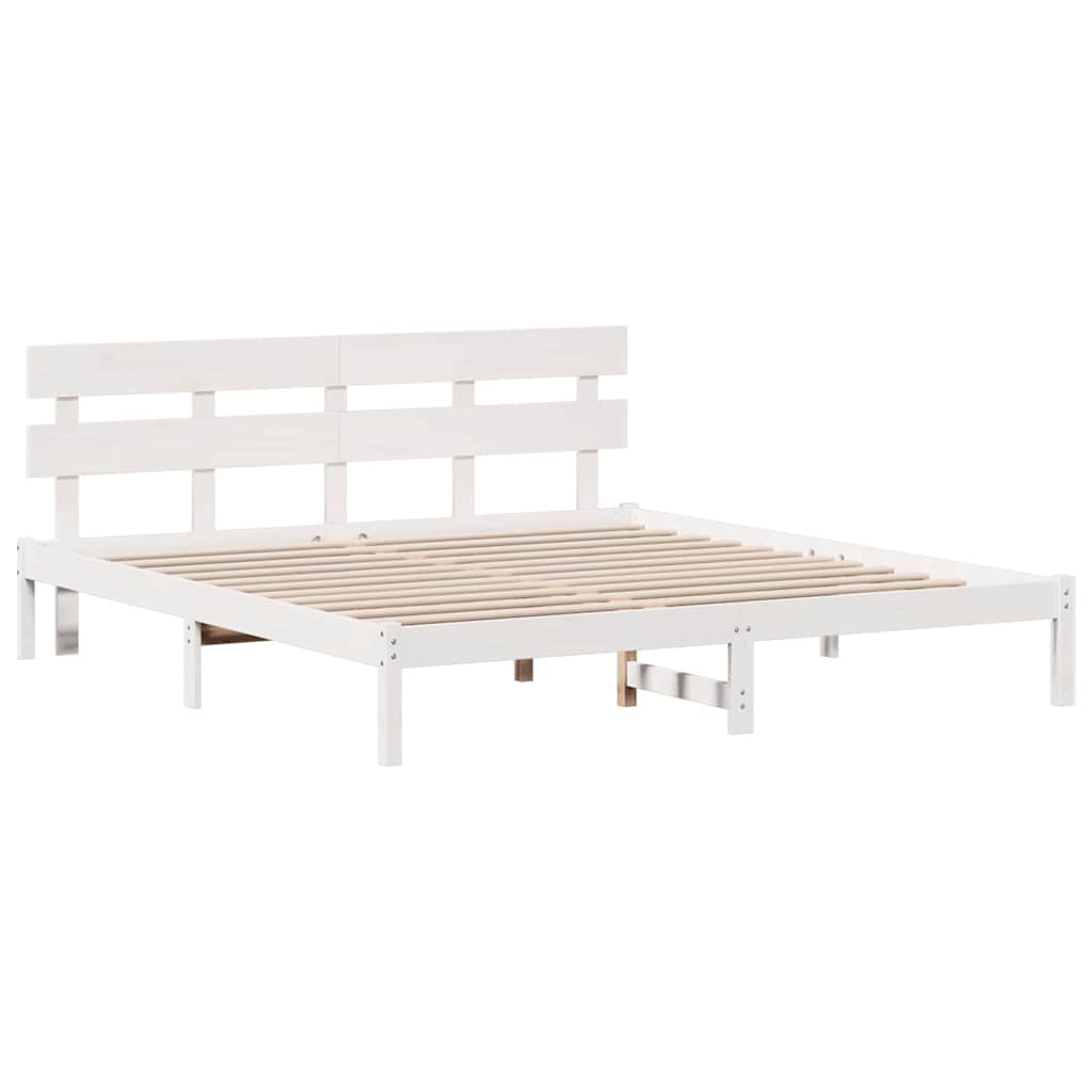Bettgestell mit Kopfteil Weiß 180 x 200 cm Massivholz Kiefer