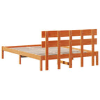 Bettgestell mit Kopfteil Braun 150 x 200 cm Massivholz Kiefer