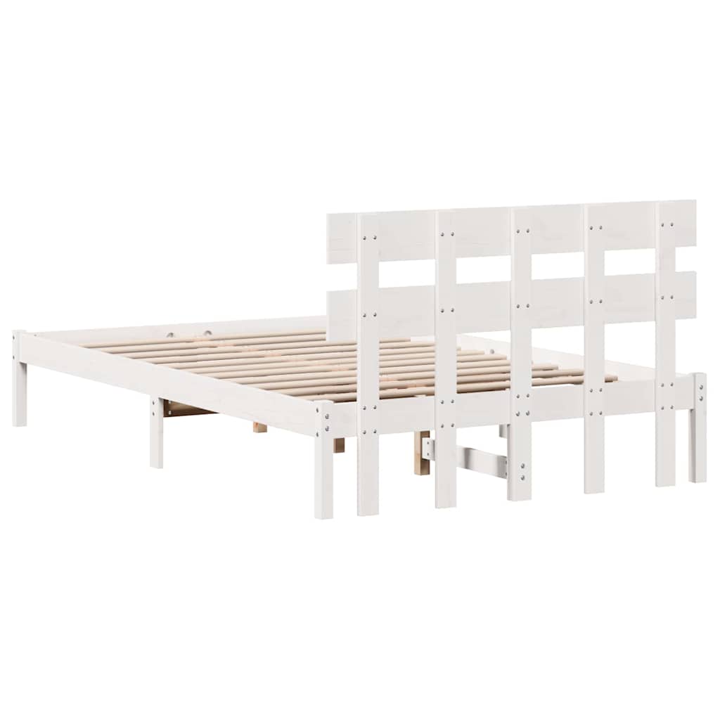 Bettgestell mit Kopfteil Weiß 120 x 190 cm Massivholz Kiefer