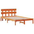 Bettgestell mit Kopfteil Braun 140 x 190 cm Massivholz Kiefer