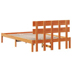 Bettgestell mit Kopfteil Braun 140 x 190 cm Massivholz Kiefer