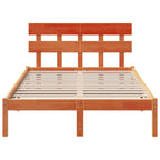 Bettgestell mit Kopfteil Braun 140 x 190 cm Massivholz Kiefer