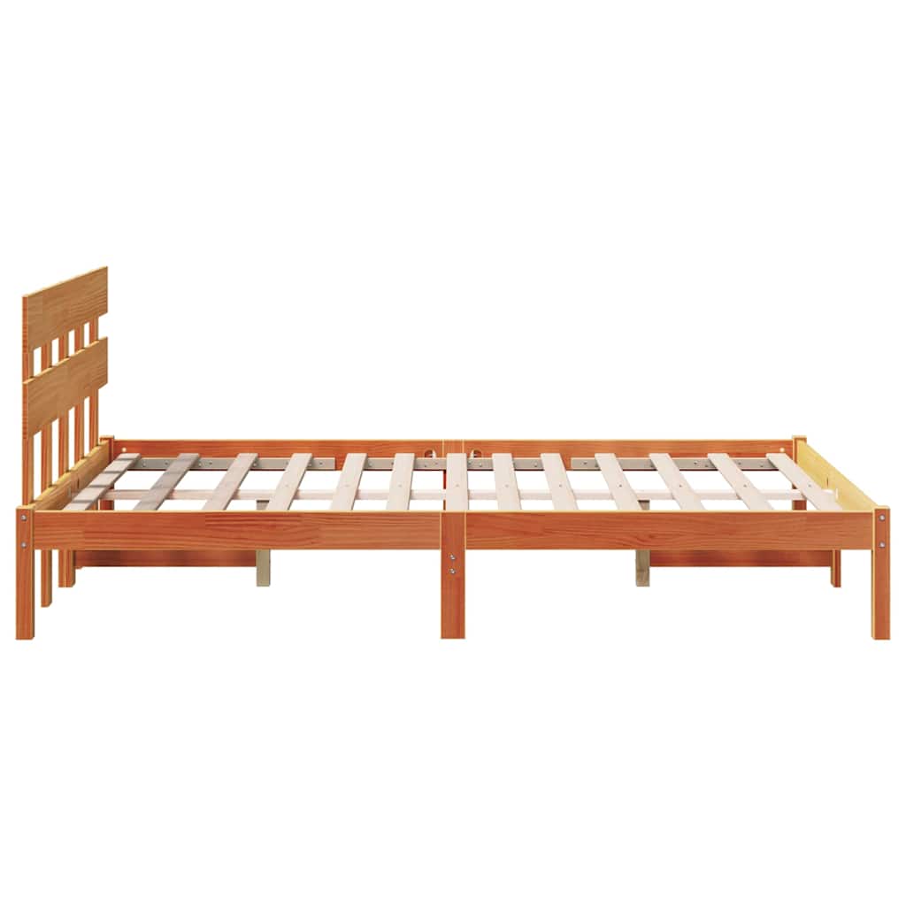 Bettgestell mit Kopfteil Braun 140 x 190 cm Massivholz Kiefer