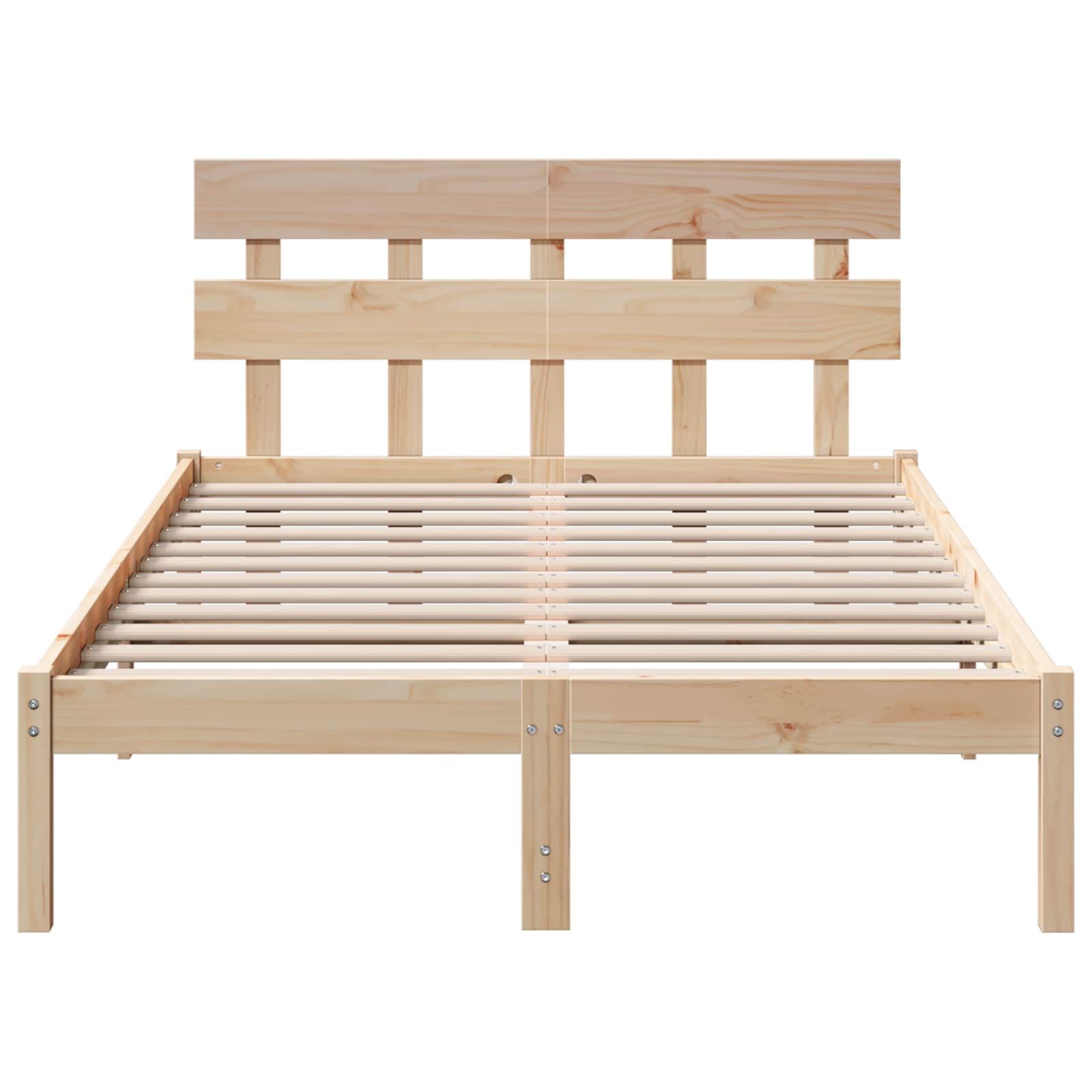 Bettgestell mit Kopfteil Braun 135 x 190 cm Massivholz Kiefer