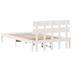 Bettgestell mit Kopfteil Weiß 135 x 190 cm Massivholz Kiefer