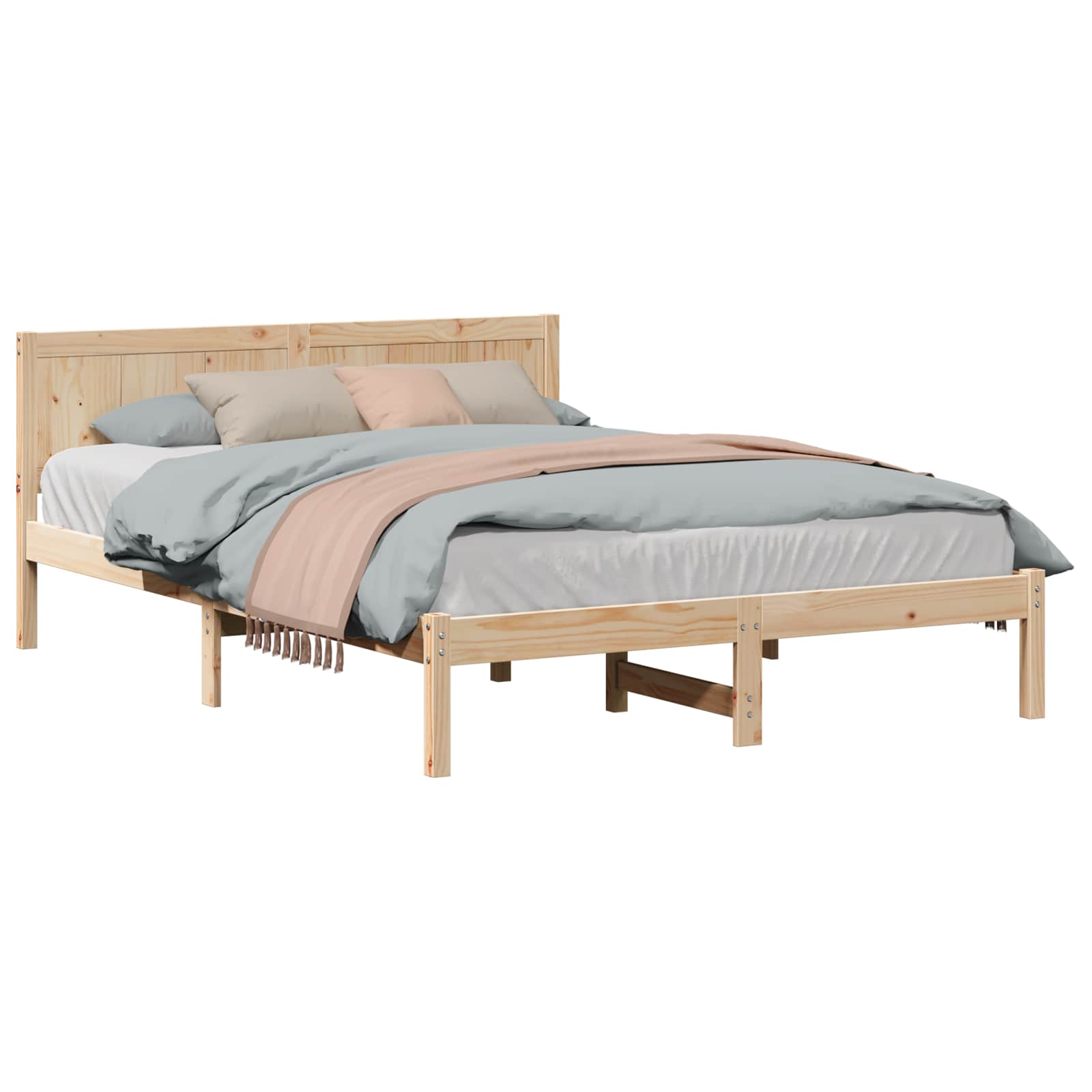 Bettgestell Braun 150 x 200 cm Massivholz Kiefer