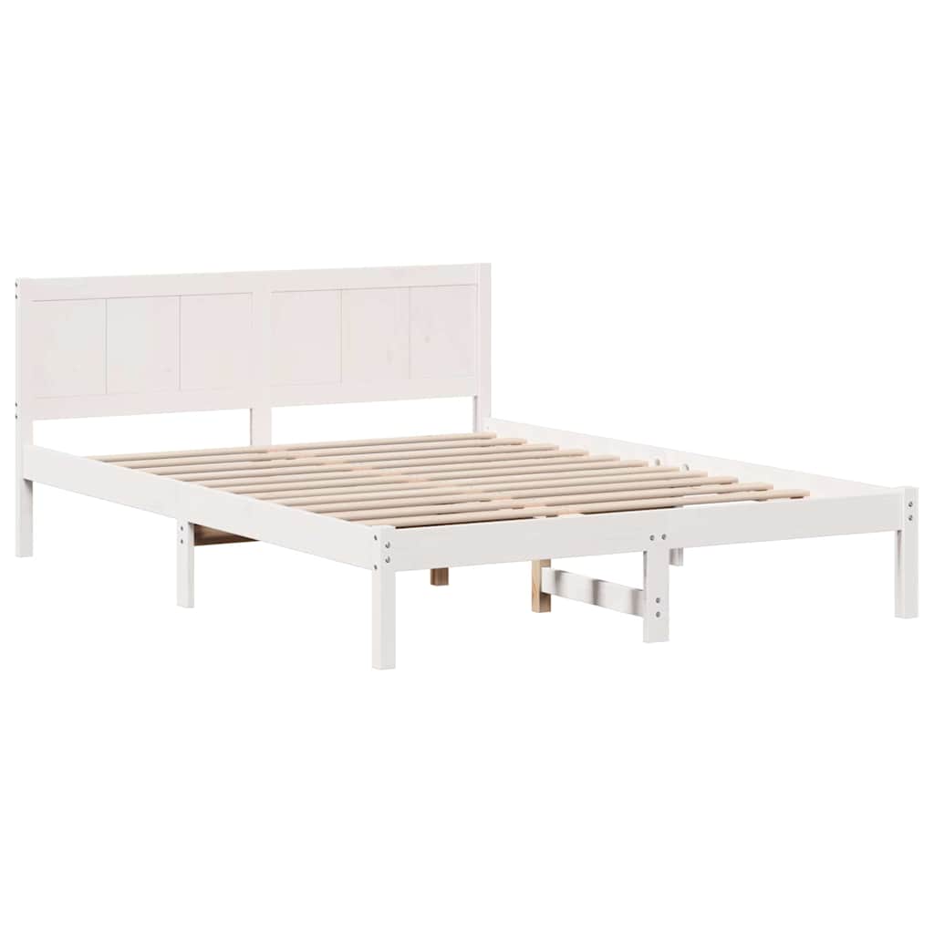 Bettgestell Weiß 150 x 200 cm Massivholz Kiefer