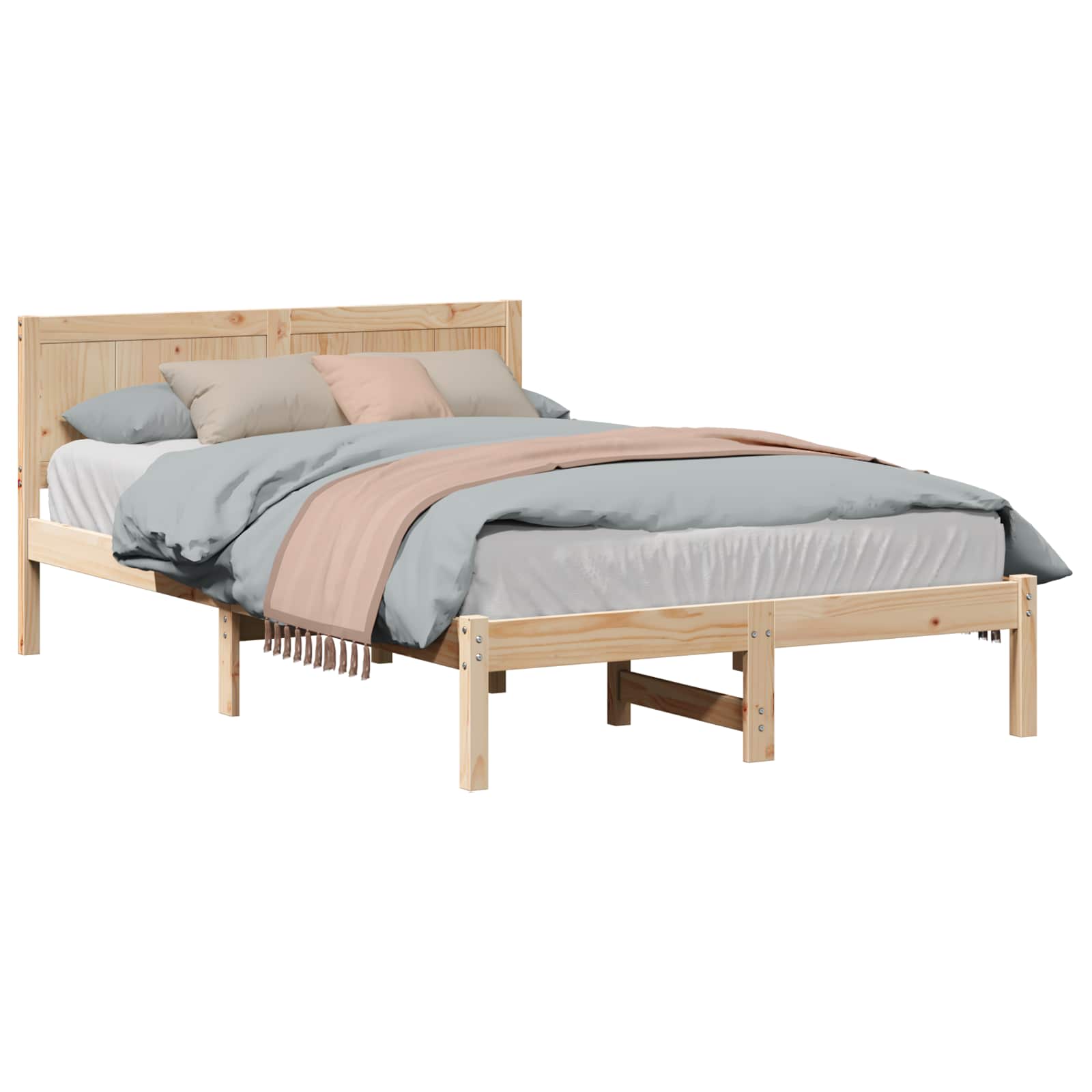 Bettgestell Braun 135 x 190 cm Massivholz Kiefer
