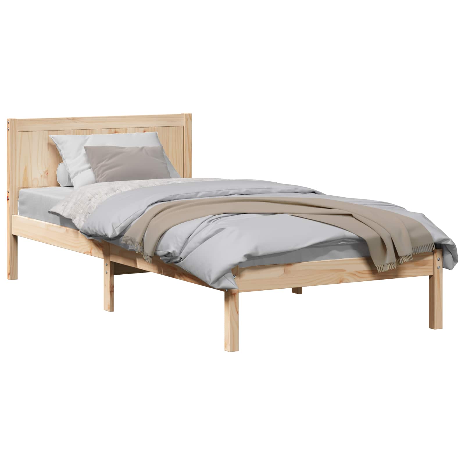 Bettgestell Braun 90 x 190 cm Massivholz Kiefer