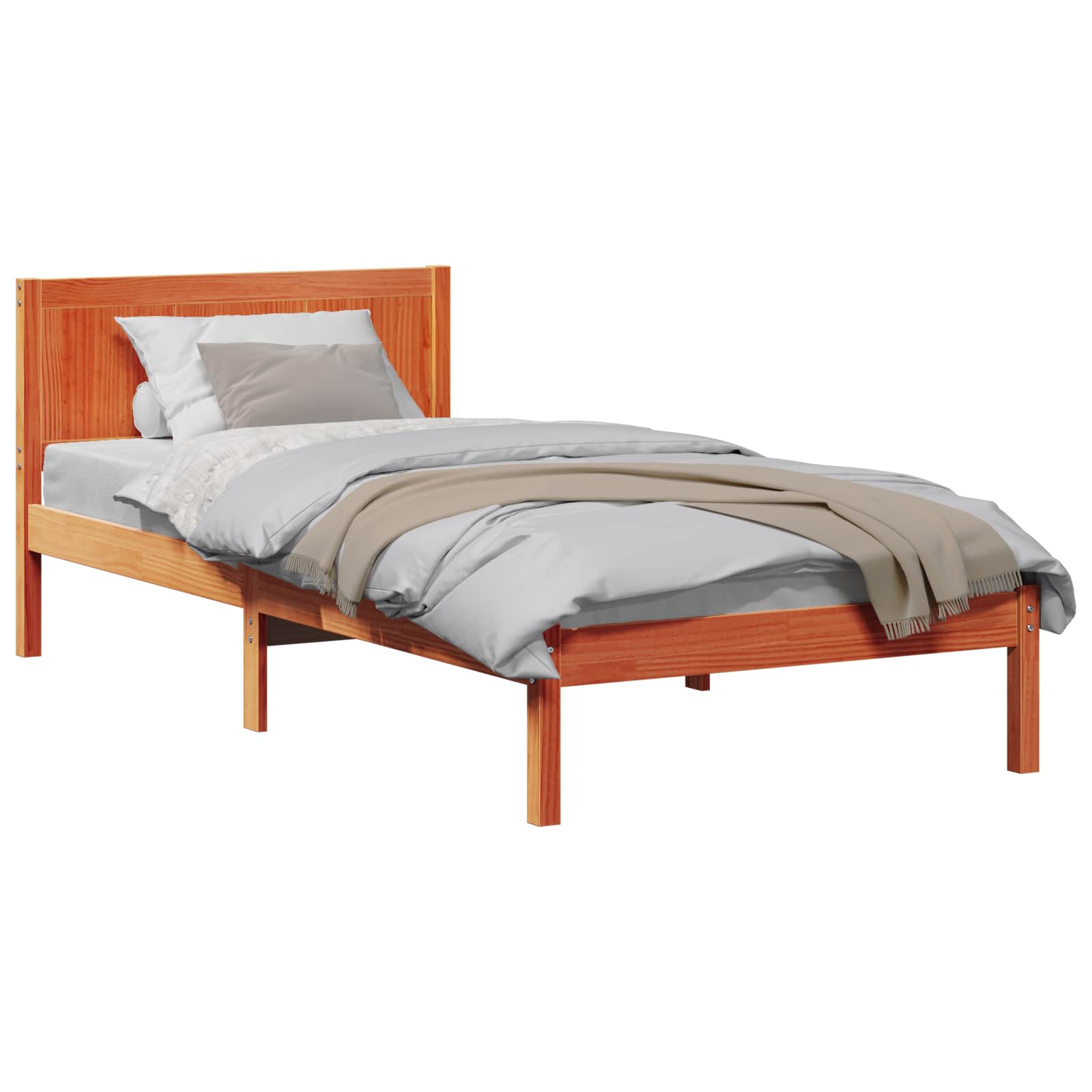 Bettgestell Braun 75 x 190 cm Massivholz Kiefer