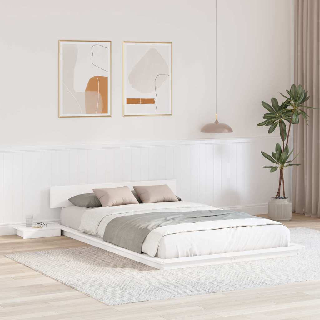 Bettgestell mit Kopfteil mit Speicher Braun 135 x 190 cm Holz