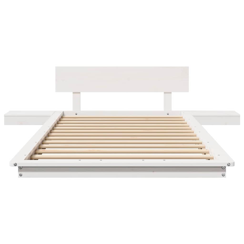 Bettgestell mit Kopfteil mit Speicher Weiß 100 x 200 cm Holz