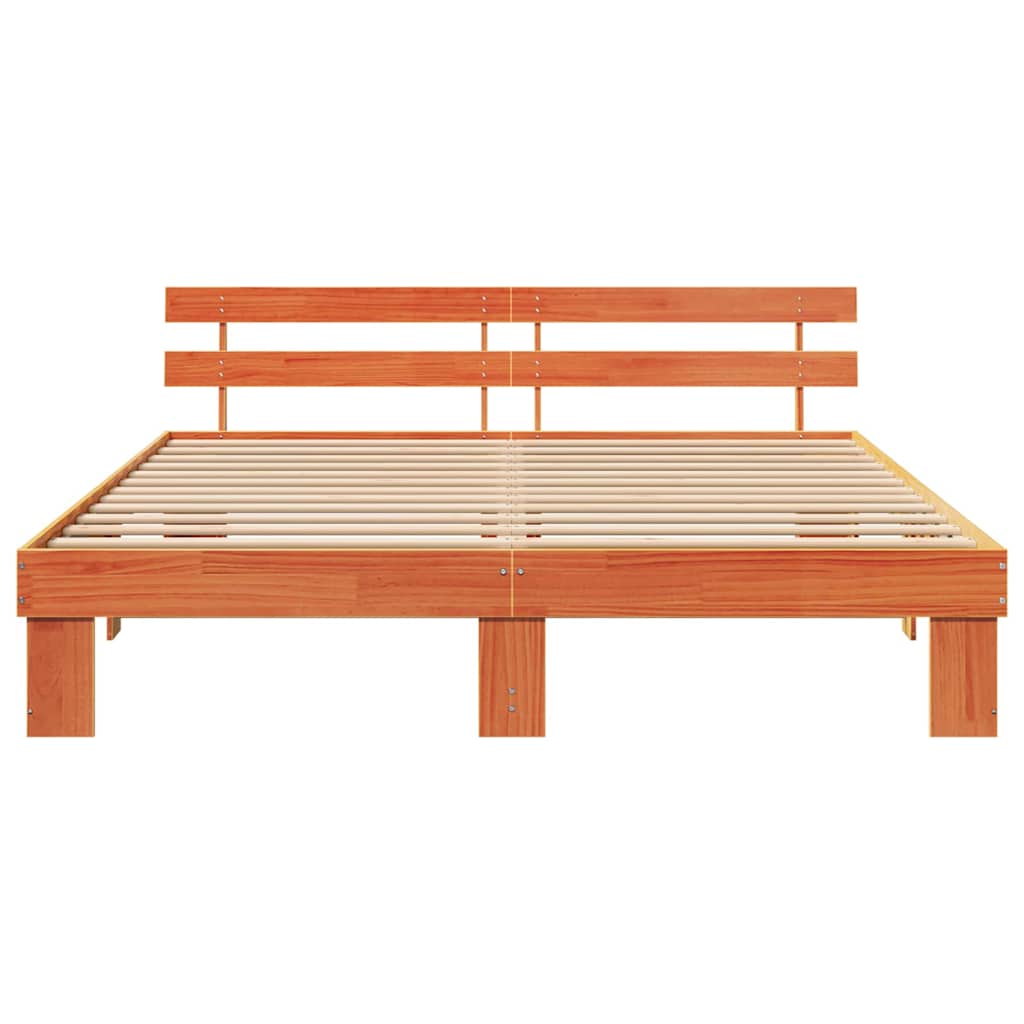 Bettrahmen Wachsbraun 200 x 200 cm Massives Kiefernholz