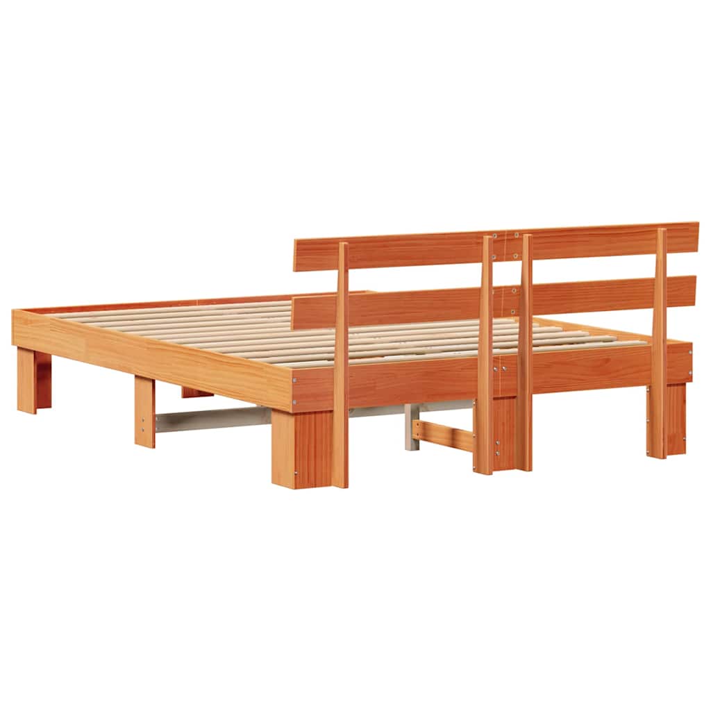 Bettrahmen Wachsbraun 160 x 200 cm Massives Kiefernholz