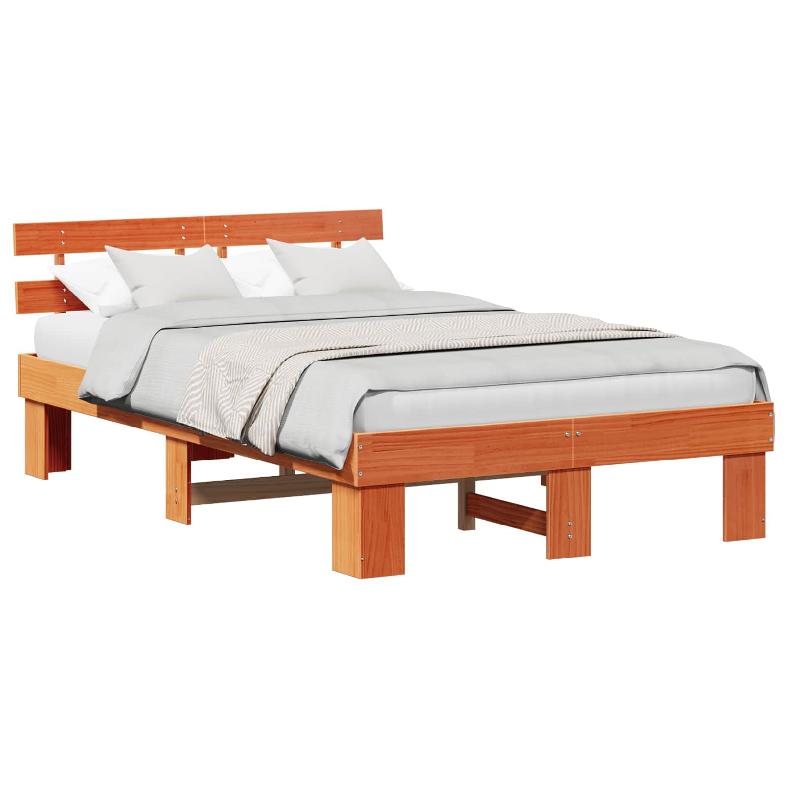 Bettrahmen Wachsbraun 135 x 190 cm Massives Kiefernholz