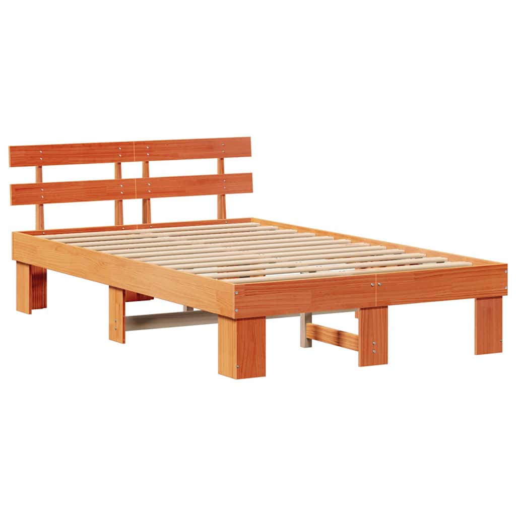 Bettrahmen Wachsbraun 135 x 190 cm Massives Kiefernholz