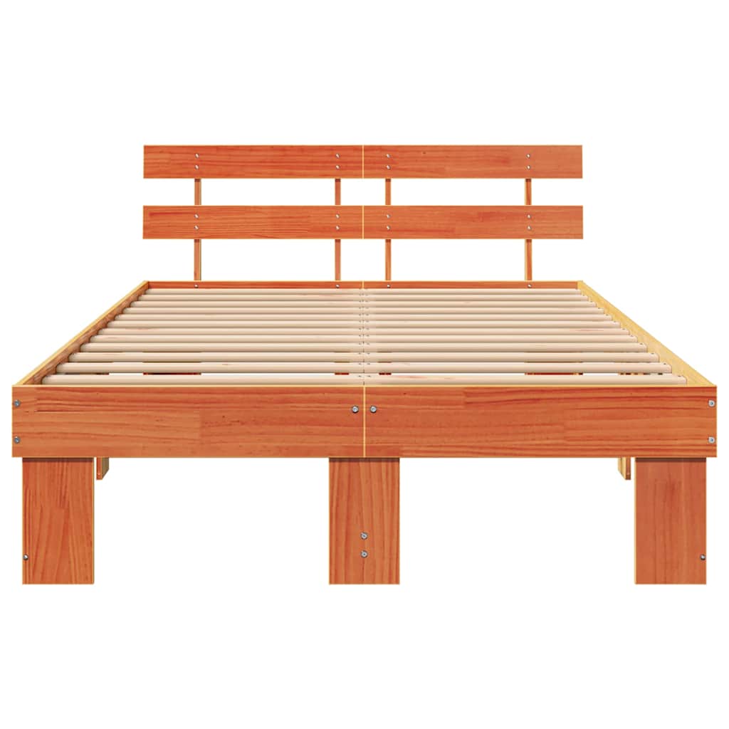 Bettrahmen Wachsbraun 135 x 190 cm Massives Kiefernholz