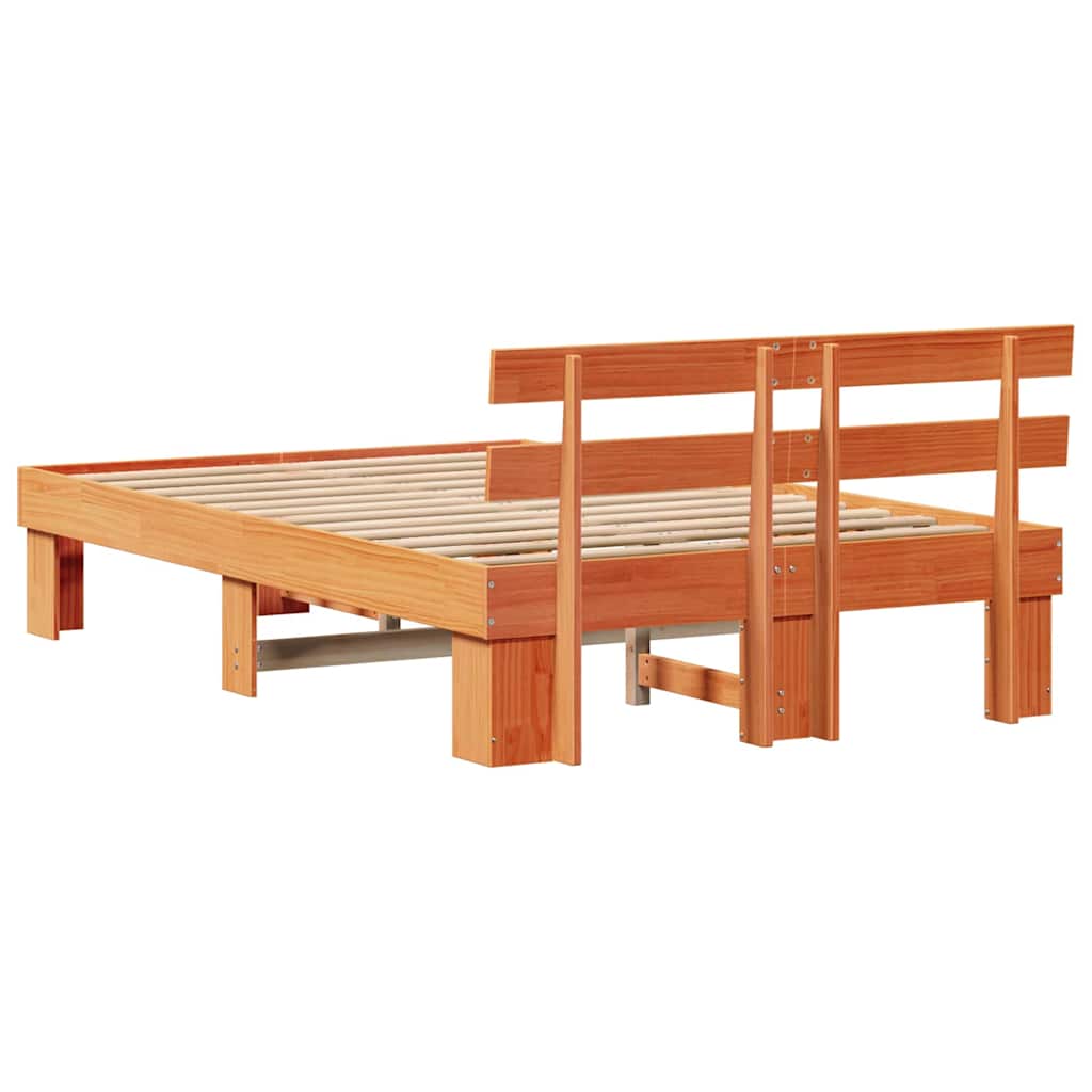 Bettrahmen Wachsbraun 120 x 190 cm Massives Kiefernholz
