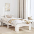 Bettrahmen mit Kopfteil Weiß 90 x 200 cm Massives Kiefernholz
